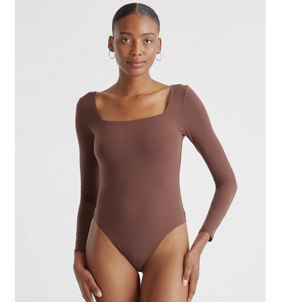 Quince | Brown Long Sleeve Bodysuit